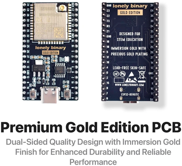 Alt view image 2 of 14 - Lonely Binary 3-Pack ESP32 WROOM-32UE IPEX Antenna GPIO LED for C++ | PinPulse Shield - Extended WiFi/Bluetooth Range, Visual GPIO LEDs - Compatible with C++, MicroPython, ESP-IDF