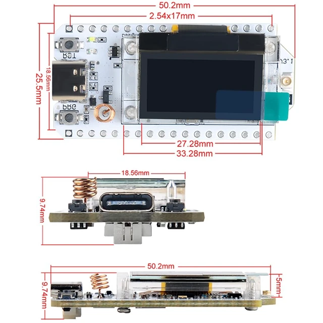 Alt view image 4 of 6 - DIYmalls 915MHz LoRa 32 V3 Board + Case + Antenna for Heltec Meshtastic | (Pack of 2) DIYmalls 915MHz LoRa 32 V3 Development Board + LoRa32 V3 Case + 915 MHz Antenna for Meshtastic Heltec
