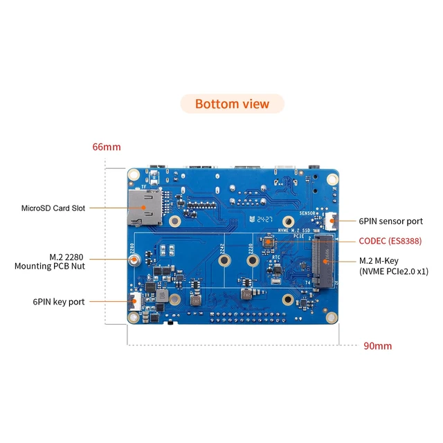Alt view image 5 of 7 - Orange Pi CM5 Tablet Baseboard with M.2 M-Key Slot, Supports WiFi 5.0 and Bluetooth 5.0, Compatible with Orange Pi CM5 Core Board