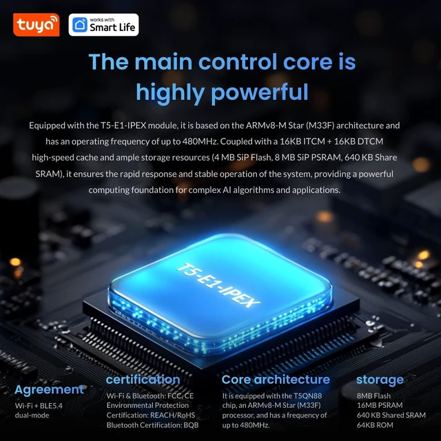 Alt view image 3 of 7 - T5AI-Board Voice AI Development Kit WiFi 2.4GHz + BLE 5.4, 3.5" TFT Display & DVP Camera Support, 2 MIC + 1 Speaker, 56 GPIOs, ARMv8-M MCU for Smart Home & IoT Projects