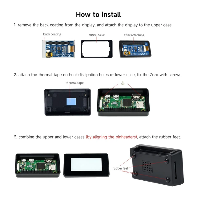 Alt view image 7 of 7 - Waveshare 2.13inch Touch E-Paper E-Ink Display HAT Compatible with Raspberry Pi Zero/Zero W 250×122 Pixels with ABS Protection Case Supports Partial Refresh