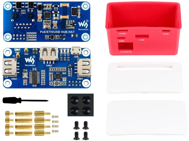 Alt view image 7 of 7 - PoE Ethernet/USB HUB HAT Board with ABS Case Box for Raspberry Pi Zero 2W/2WH/Zero, PoE 802.3af-Compliant Ethernet Port and 3X USB 2.0 Ports Compatible with USB 2.0/1.1