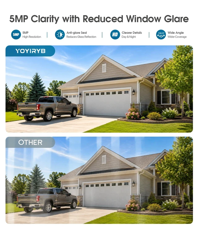 Alt view image 5 of 7 - 5MP Window Security Camera, 2" Screen, Motion-Wake, Full-Color Night Vision | Person & Motion Detection, Anti-Glare, 8x Zoom, Fast Bluetooth Pairing, 2.4/5GHz Wi-Fi 6, 24/7 Recording