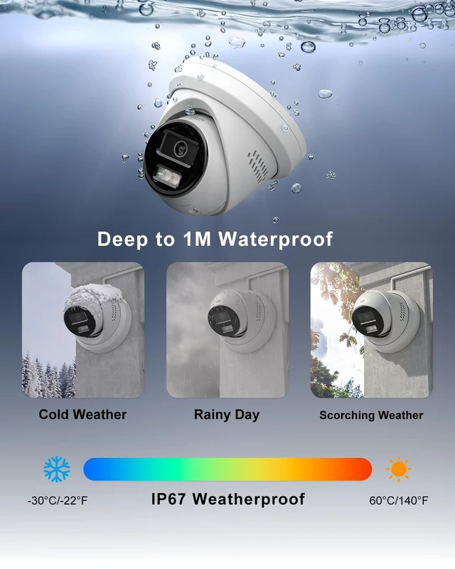 Alt view image 7 of 7 - Anpviz 8MP 4K Turret Wired PoE IP Security Camera Metal Outdoor | Strobe Red & Blue Light and Audio Alarm, Human Vehicle Detection, Two Way Audio, Smart Dual Light, IP67, IPC-D3683WD-RB