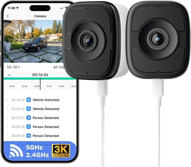 Main image of LongPlus 5MP 3K Window Camera for Home Security with Night Vision 2 Pack | 24/7 Recording, WiFi6, Full Color Night Vision, Person/Car Detection, SD/Cloud Storage, Magnetic Mount for Rentals & Homes