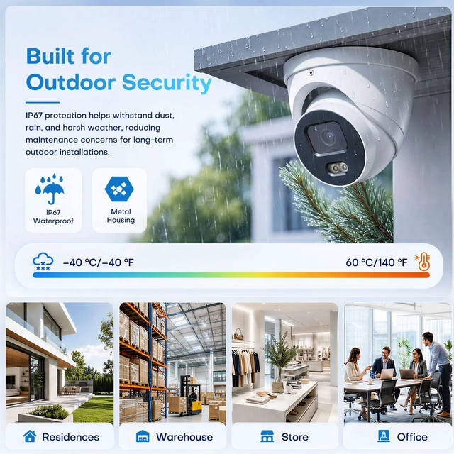 Alt view image 7 of 7 - 4MP PoE Outdoor IP Camera AI Detection Smart Dual Light IP67 Audio | DMSS APPTripwire & IntrusionHuman & Vehicle DetectionBuilt-in MicH.265+Supports 256GB microSD Full Metal Reset Button