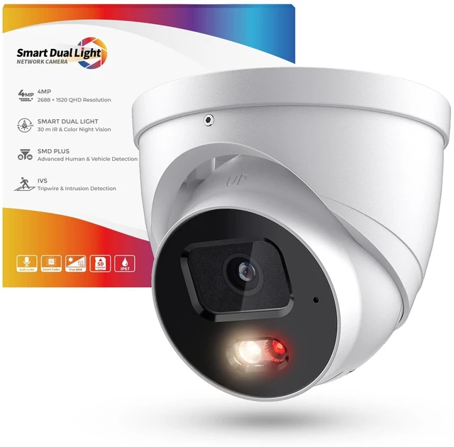 Main image of 4MP PoE Outdoor IP Camera AI Detection Smart Dual Light IP67 Audio | DMSS APPTripwire & IntrusionHuman & Vehicle DetectionBuilt-in MicH.265+Supports 256GB microSD Full Metal Reset Button