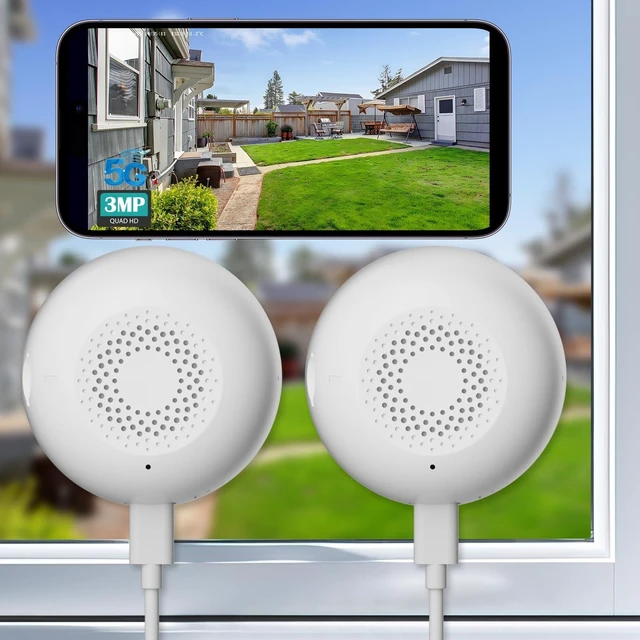 Main image of Volmees 2K Window Camera, 5G & 2.4GHz WiFi Indoor Dome Camera for Home Security with Full Color Night Vision, Human/Motion Detection, Real-Time Alerts, Alexa, 24/7 Recording,Easy Install, White,2P/W-A