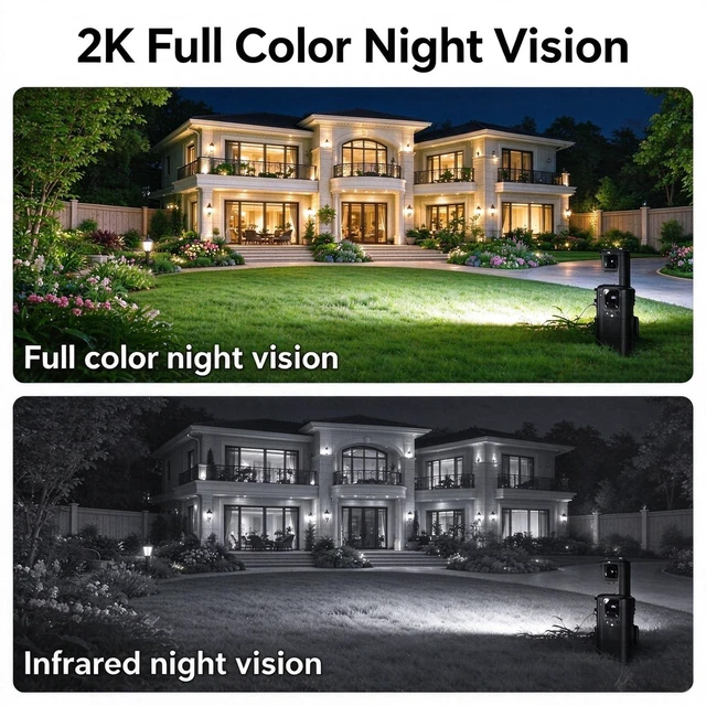 Alt view image 4 of 7 - Lens Solar Security Cameras, 8MP 4G Cameras for Home Security, No WiFi | 4 Lens Cameras Outdoor Wireless, 360° View Pan/Tilt, 12000mAh Battery, Color Night Vision, AI Motion Detection, Auto Tracking