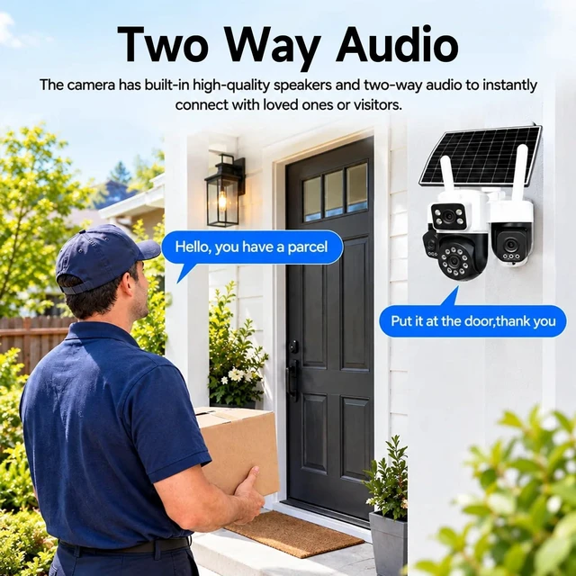 Alt view image 6 of 7 - Lens Solar Security Cameras, 8MP 4G Cameras for Home Security, No WiFi | 4 Lens Cameras Outdoor Wireless, 360° View Pan/Tilt, 12000mAh Battery, Color Night Vision, AI Motion Detection, Auto Tracking