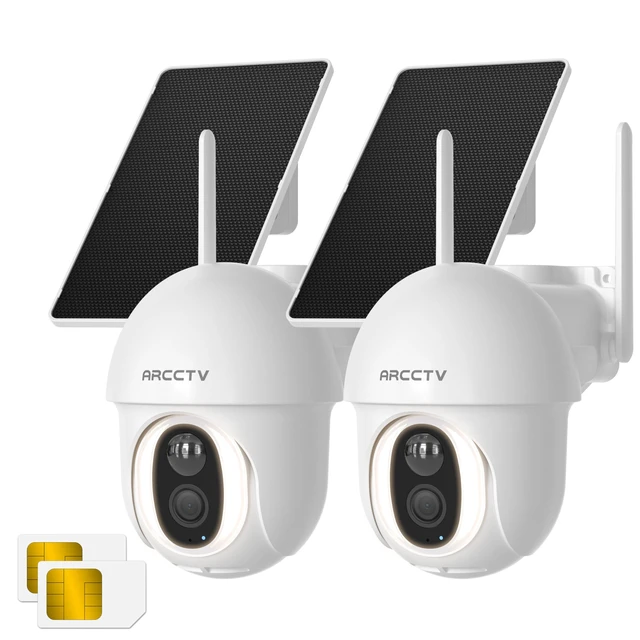 Main image of ARCCTV 4G LTE Cellular Security Camera Outdoor Wireless | No WiFi, SIM Card Included, SIM Data Plan (Subscription Required), 4MP Color Night Vision, 360° Pan-Tilt, Local/Cloud Storage