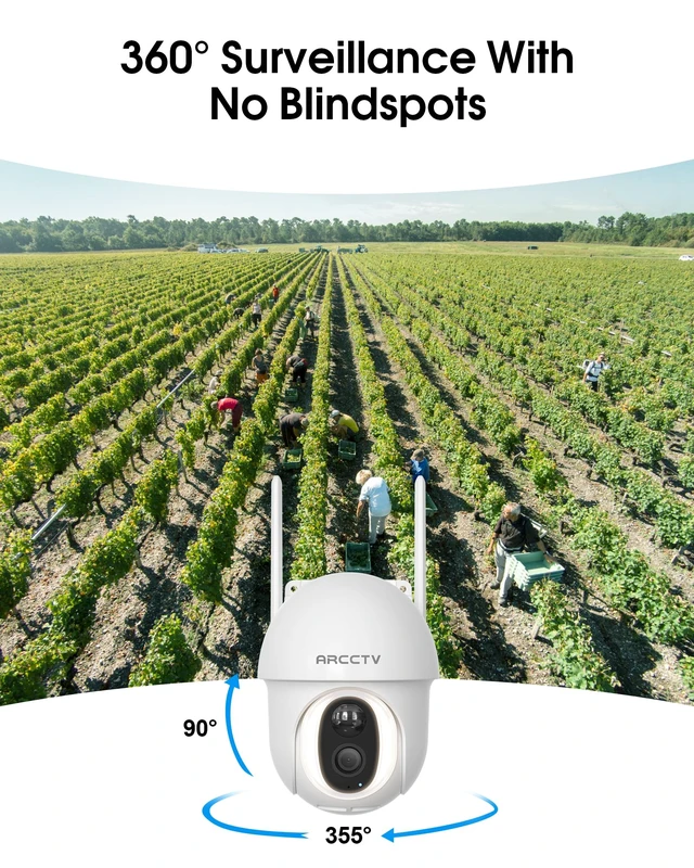 Alt view image 5 of 7 - ARCCTV 4G LTE Cellular Security Camera Outdoor Wireless | No WiFi, SIM Card Included, SIM Data Plan (Subscription Required), 4MP Color Night Vision, 360° Pan-Tilt, Local/Cloud Storage