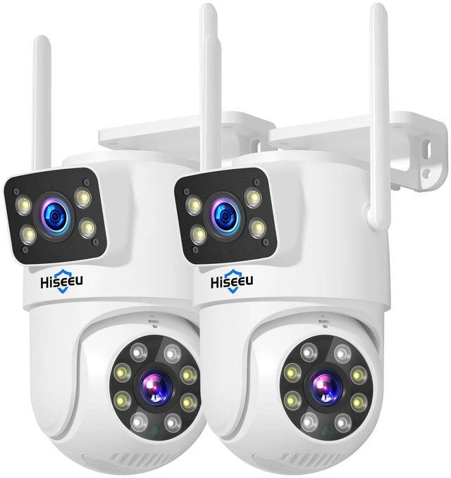 Main image of Hiseeu 2Pack Wireless Security Camera, Dual Lens WiFi PTZ Camera Outdoor | 5G/2.4G WiFi, Motion Tracking, Color Night Version, No-Monthly Fees, Power Cord