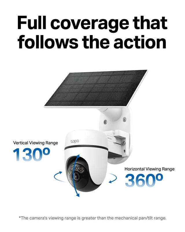Alt view image 2 of 7 - Tapo 2K Outdoor Pan/Tilt Wireless Security Camera, C610 KIT | Battery Power with Solar, 360° AI Motion Track, Person Detection, Subscription-Free Local Storage or Optional Cloud