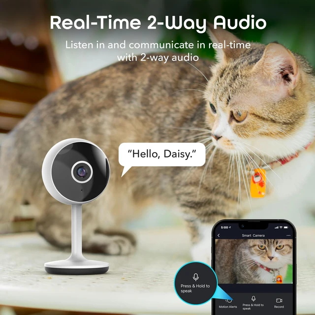 Alt view image 3 of 7 - Geeni Vivid Indoor Smart Security Camera HD Live Stream Camera for Indoor Home Monitoring with Night Vision, 2-Way Audio, Flexible Mount, Micro SD Slot, Motion Detection & App Control 2Pack, White