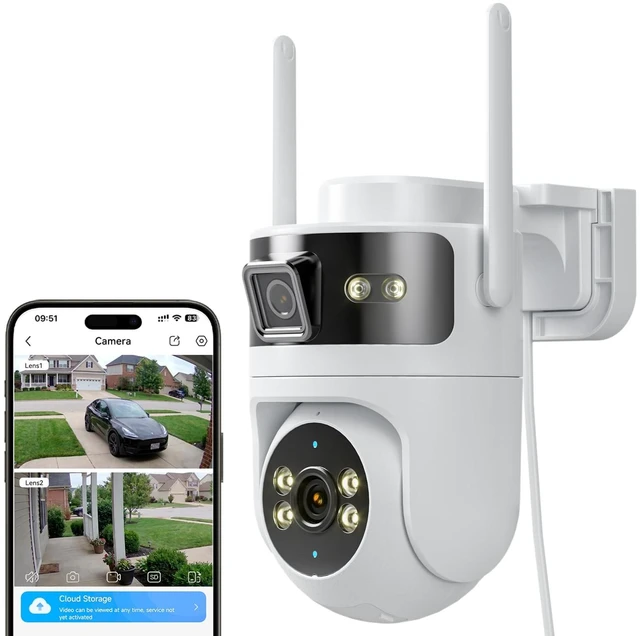 Main image of LongPlus 2K Dual Lens Outdoor Security Wireless Camera,Pan Tilt 24/7,WiFi 6 | 4MP dual lens, Auto Tracking, Motion/Person/Vehicle Detection, Siren Alarm, Two-Way Audio, Color Night Vision 65ft