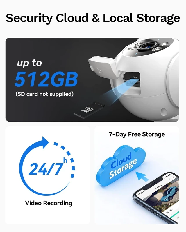 Alt view image 6 of 7 - LongPlus 2K Dual Lens Outdoor Security Wireless Camera,Pan Tilt 24/7,WiFi 6 | 4MP dual lens, Auto Tracking, Motion/Person/Vehicle Detection, Siren Alarm, Two-Way Audio, Color Night Vision 65ft