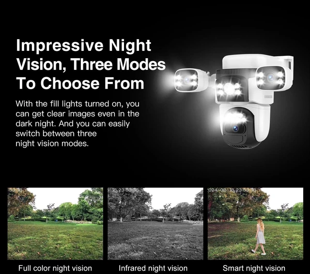 Alt view image 3 of 7 - EVERSECU Solar Wireless Triple Lens WiFi PTZ Security Camera, Three Cameras in One, Side Cameras with Adjustable All-Angle Arm, 2K 360° View No Blind Spot, Auto Tracking, Spotlight, 2 Way Audio