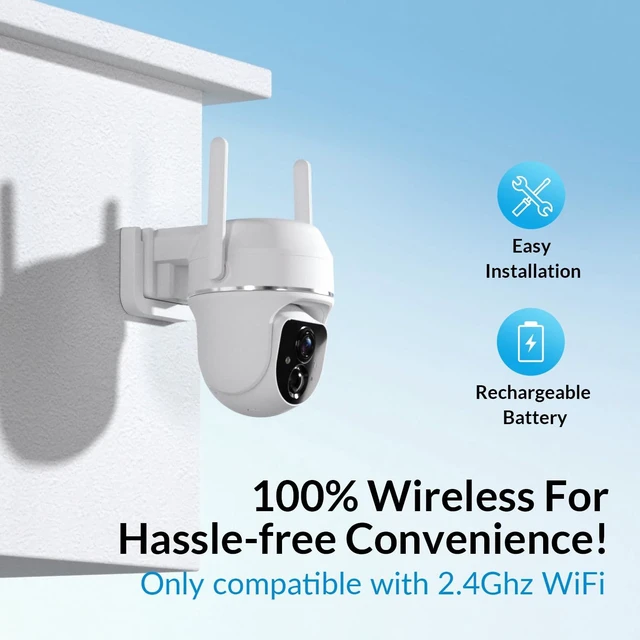Alt view image 2 of 7 - Vicohome Security Camera Outdoor, 2K Solar Wireless 355° PTZ Cameras | Solar&Battery Powered, PIR Motion Detection, 2.4G WiFi, Full-Color Night Vision, IP65 Waterproof, Cloud&SD Card Storage