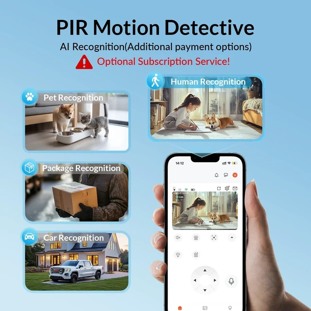 Alt view image 4 of 7 - Vicohome Security Camera Outdoor, 2K Solar Wireless 355° PTZ Cameras | Solar&Battery Powered, PIR Motion Detection, 2.4G WiFi, Full-Color Night Vision, IP65 Waterproof, Cloud&SD Card Storage