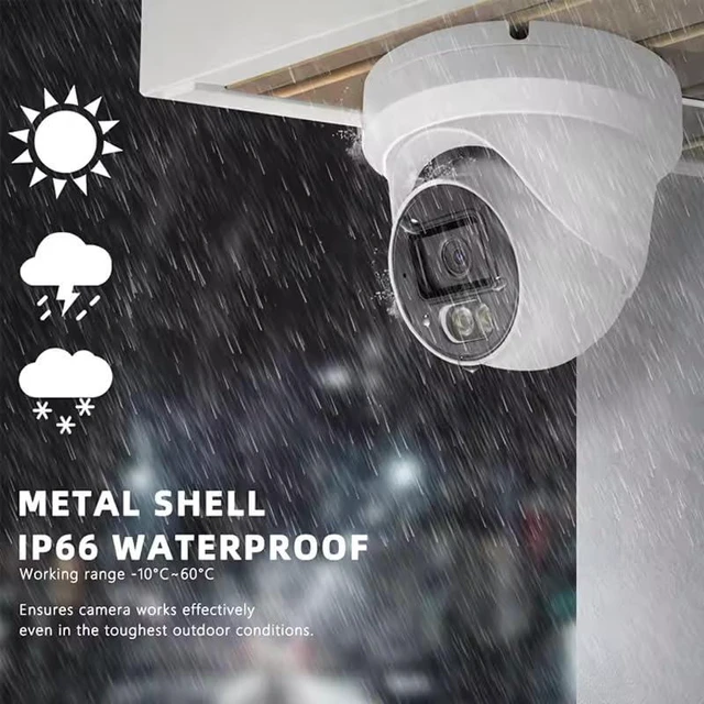 Alt view image 4 of 7 - Auview 4K PoE Security Camera, 8MP IP Turret Dome, Big Sensor, Built-in Microphone, Smart Dual-Light Color Night Vision, IP67 Outdoor/Indoor, NDAA Compliant, ONVIF Compatible