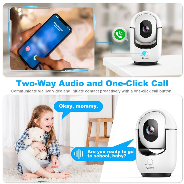 Alt view image 7 of 7 - Cloarks 2K Pan/Tilt Security Camera, WiFi Indoor Cameras for Home Security with AI Motion Detection, Pet/Dog/Baby Camera with Phone App, 2-Way Audio, 24/7, Siren, TF/Cloud Storage, 4 Pack
