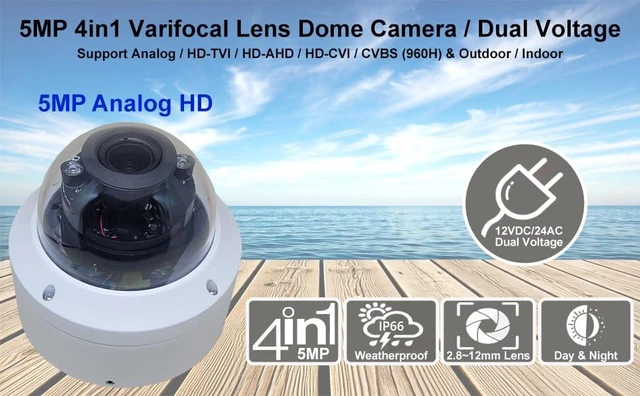 Alt view image 2 of 5 - 101AV 5MP 4in1 HD Dome Camera, 2.8-12mm Varifocal Lens, DC12V/AC24V | Dual Voltage DC12V/AC24V, 5MP TVI/AHD, 4MP CVI, CVBS, Indoor / Outdoor, 4 pcs Smart IR, 100ft IR Range
