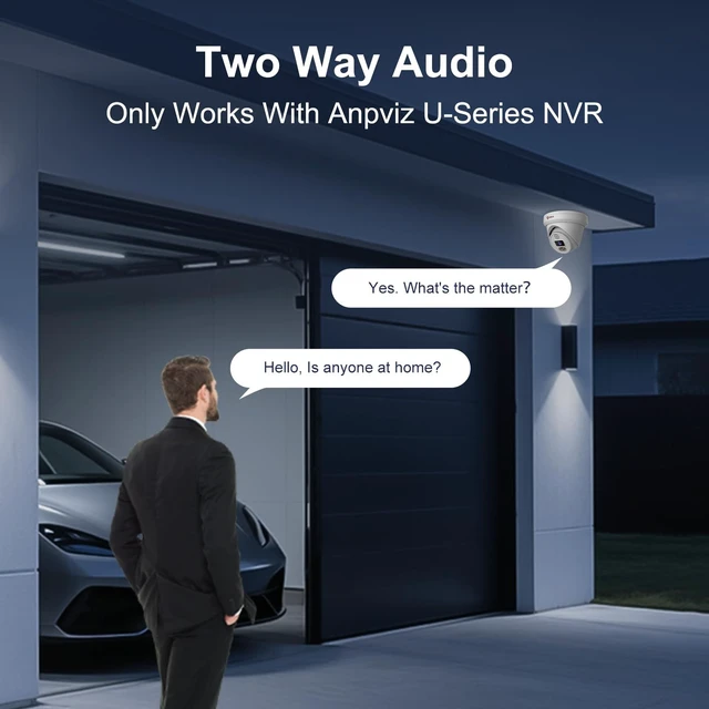 Alt view image 2 of 7 - Anpviz UltraHD 6MP PoE IP Turret Camera Outdoor for Businesses | Two Way Audio, Smart Color Night Vision, Strobe Light & Audio Alarm, Human Vehicle Detection, 256 MicroSD Slot (U Series)