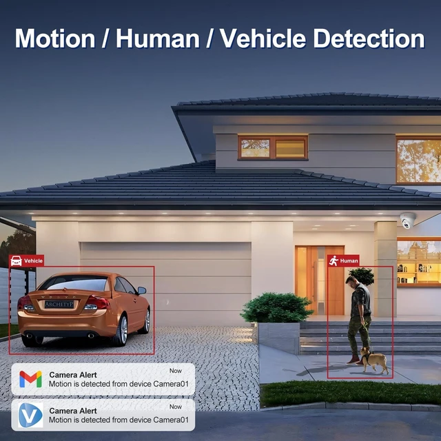 Alt view image 5 of 7 - Anpviz UltraHD 6MP PoE IP Turret Camera Outdoor for Businesses | Two Way Audio, Smart Color Night Vision, Strobe Light & Audio Alarm, Human Vehicle Detection, 256 MicroSD Slot (U Series)