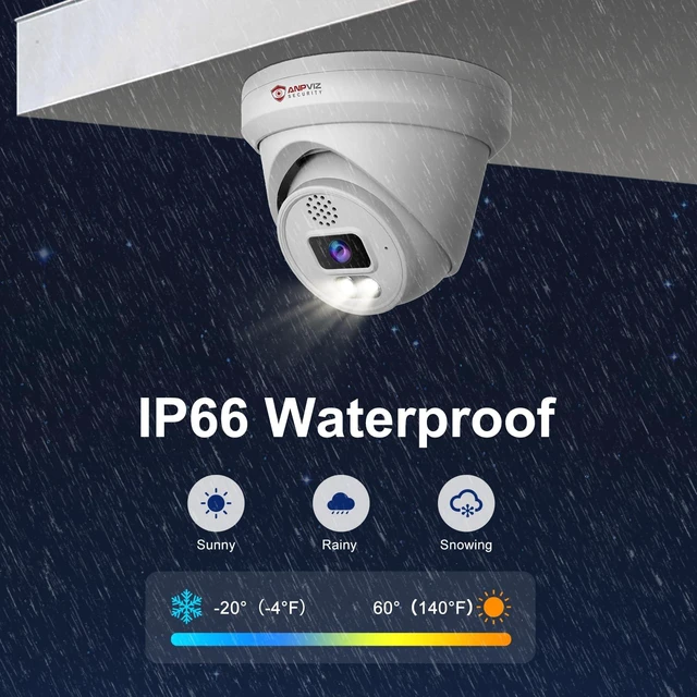 Alt view image 6 of 7 - Anpviz UltraHD 6MP PoE IP Turret Camera Outdoor for Businesses | Two Way Audio, Smart Color Night Vision, Strobe Light & Audio Alarm, Human Vehicle Detection, 256 MicroSD Slot (U Series)