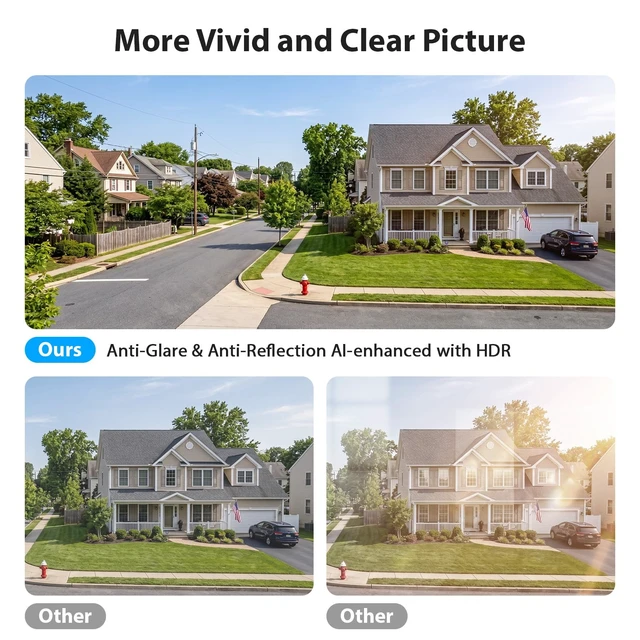 Alt view image 4 of 7 - Carltec No Drill 2K Window Security Camera, Starlight Color Night Vision, Anti-Glare Anti-Reflection, 2.4GHz&5GHz WiFi Indoor Camera for Outdoor Monitoring,24/7 Recording,Local & Cloud Storage