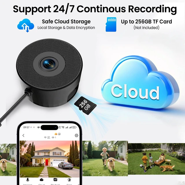 Alt view image 6 of 7 - 2 PackWindow Camera, 2K 3MP WiFi Dome Cameras for Home Security for Indoor & Outdoor Monitoring, with Full Color Starlight Night Vision, AI Human/Motion Detection, Easy Install, 24/7 Recording