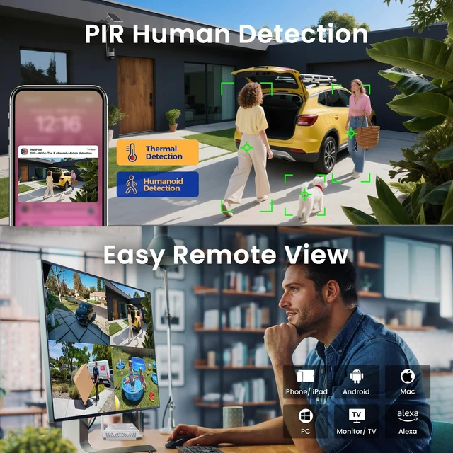 Alt view image 6 of 7 - xmartO Wire-Free PTZ 4MP 2K AI Tracking Solar Security Camera | 5G Dual Band WiFi6, All-Weather Continuous Solar Charging, Floodlights, SD/NVR/Cloud Storage, No Monthly Fees