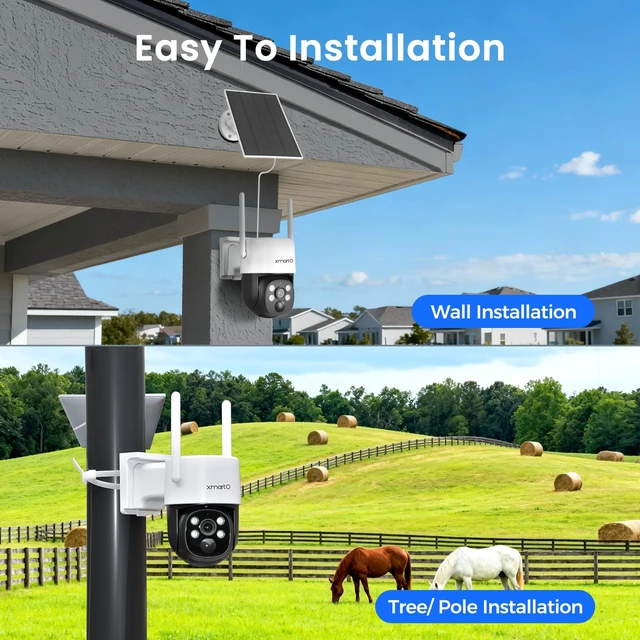 Alt view image 3 of 7 - xmartO Wire-Free PTZ 4MP 2K AI Tracking Solar Security Camera | 5G Dual Band WiFi6, All-Weather Continuous Solar Charging, Floodlights, SD/NVR/Cloud Storage, No Monthly Fees