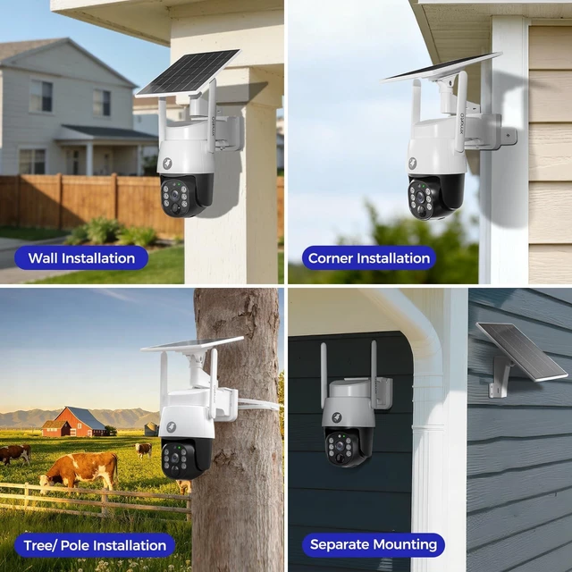 Alt view image 4 of 7 - xmartO 4MP QHD Wireless PTZ Solar Security Camera | AI Auto Tracking, 5G WiFi 6, Wire-Free Easy Install, 0 Monthly Fee, In/Outdoor Home Use, Wall/Ceiling/Tree/Pole/Corner Mount