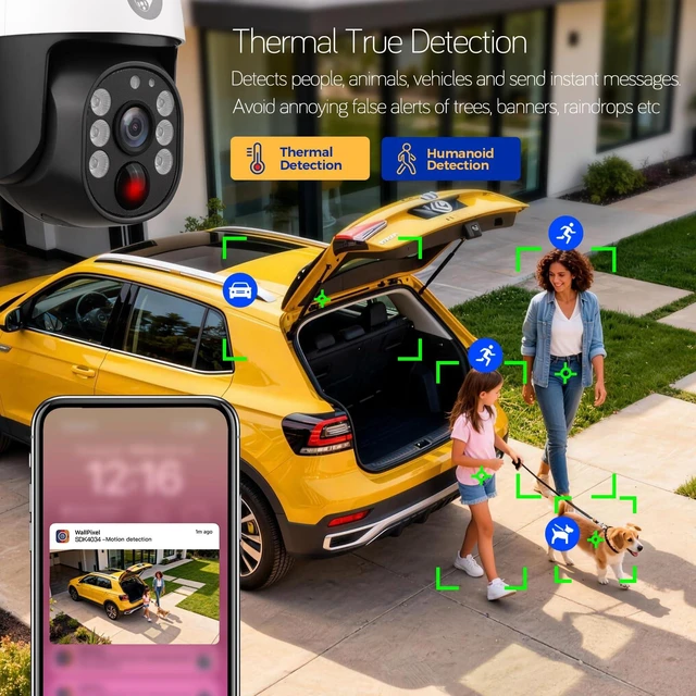 Alt view image 5 of 7 - xmartO 4MP QHD Wireless PTZ Solar Security Camera | AI Auto Tracking, 5G WiFi 6, Wire-Free Easy Install, 0 Monthly Fee, In/Outdoor Home Use, Wall/Ceiling/Tree/Pole/Corner Mount