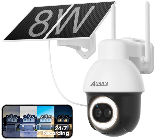 Main image of ANRAN 24/7 Recording Solar Security Camera Outdoor,AI Auto Tracking | 5MP AOV WiFi Wireless Cameras,360° View, 230FT Detection Distance, 18X Optical Zoom, Color Night Vision,Work with Alexa