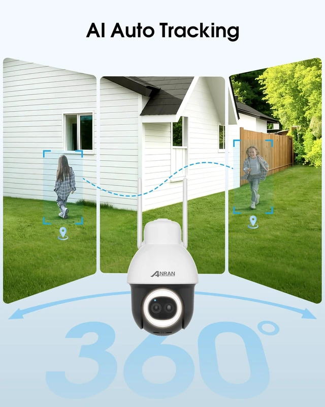 Alt view image 5 of 7 - ANRAN 24/7 Recording Solar Security Camera Outdoor,AI Auto Tracking | 5MP AOV WiFi Wireless Cameras,360° View, 230FT Detection Distance, 18X Optical Zoom, Color Night Vision,Work with Alexa