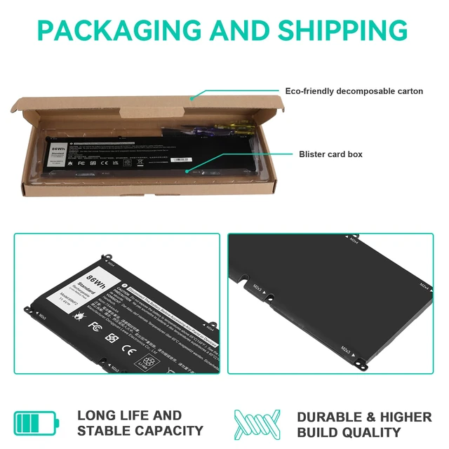 Alt view image 7 of 7 - 69KF2 Laptop Battery for Dell XPS 15 9500 9510 9520 Precision 5550 5560 5570 Alienware M15 M17 R3 R4,for Inspiron 7510 7610 P87F P91F,G15 5510 5511 5515 5520 5521,G7 7500 70N2F,M59JH,8FCTC, DVG8M