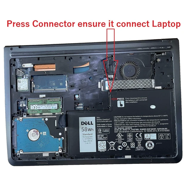 Alt view image 5 of 5 - DELL TRHFF 11.1V 43Wh 3-Cell Battery For DELL Inspiron 14 5442 14 5443 14 5445 14 5447 14 5448 14 5457 15 5542 15 5543 15 5545 15 5547 15 5548 15 5557 Latitude 3450 3550 P/N: 1V2F6 58DP4 5MD4V 86JK8