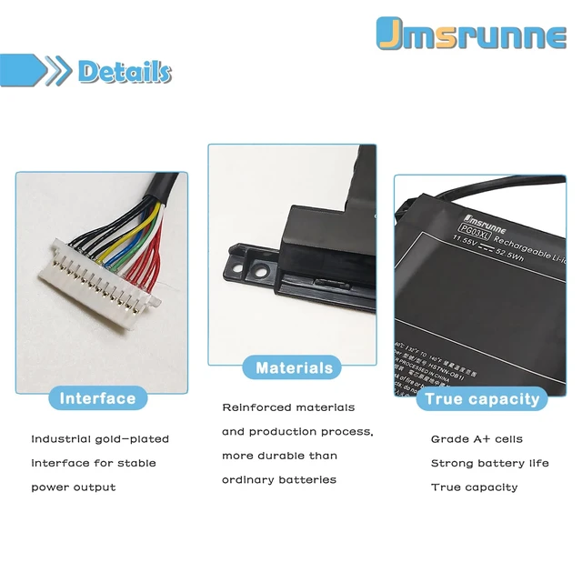 Alt view image 3 of 7 - Jmsrunne PG03XL Battery for HP Pavilion Gaming 15-DK 15T-DK 15-EC 15-DK0XXX 15-DK0055NR 15T-DK200 15-EC0013DX 15-EC1073DX 15Z-EC200 16-A0032DX 16-A0035NR L48495-005 L48430-AC1 HSTNN-DB9G HSTNN-OB1I