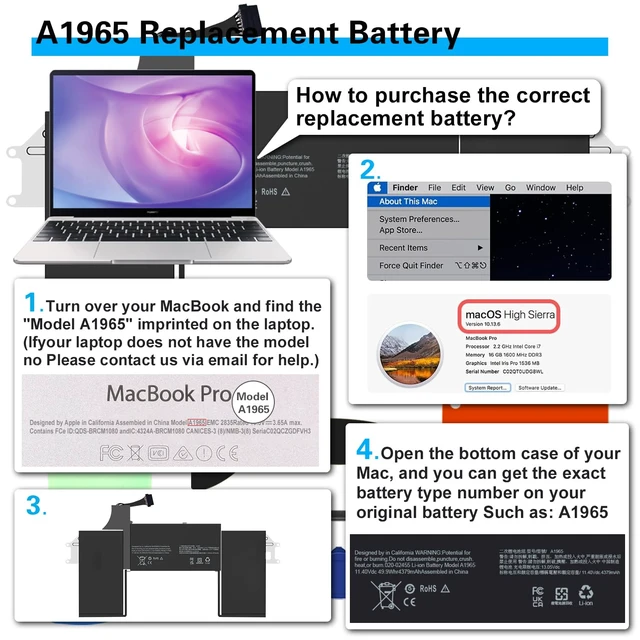 Alt view image 5 of 7 - Bituoer A1932 A2179 A1965 Battery for MacBook Air 13" Retina (2018 2019, Early 2020) EMC 3184 3302 MRE82 MRE92 MVFH2 MWTJ2 MVH22 MVFM2 MVFK2 MREE2 MREC2 MREA2 MREF2 MUQT2 MUQU2