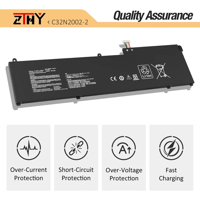 Alt view image 3 of 7 - 96Wh C32N2002-2 Laptop Battery Replacement for Asus ZenBook Pro 15 UP6502ZD | UP6502ZD-M8007W ZenBook Pro 15 Flip OLED UP6502ZA UP6502ZA-M8006W Series 0B200-04230000 3ICP7/54/64-2 11.55V 8380mAh