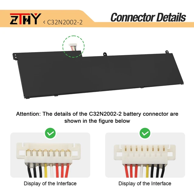 Alt view image 4 of 7 - 96Wh C32N2002-2 Laptop Battery Replacement for Asus ZenBook Pro 15 UP6502ZD | UP6502ZD-M8007W ZenBook Pro 15 Flip OLED UP6502ZA UP6502ZA-M8006W Series 0B200-04230000 3ICP7/54/64-2 11.55V 8380mAh