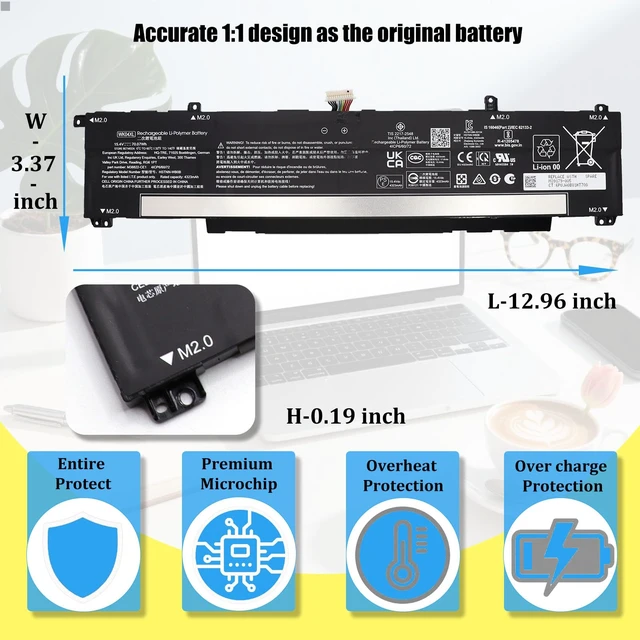Alt view image 5 of 7 - GlottyBatt WK04XL M39179-005 Battery Replacement for HP OMEN 16-B 16-C | Victus 16-E 16-D 15-F 16-D0023DX 16-D0001UR 16-D1113TX 16-E0029UR 16-E0005UA Series, Battery HSTNN-OB2C HSTNN-IB9V, 70.07Wh