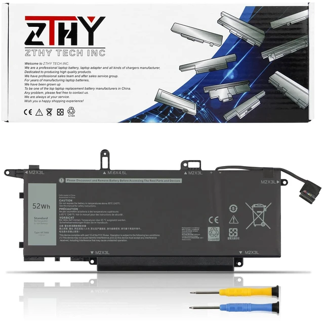 Main image of ZTHY NF2MW Battery Replacement for Dell Latitude 7400 2-in-1 9410 2-in-1 | P110G P110G001 85XM8 8W3YY CHWV6 GJD1V 7146W C76H7 2K0CK Laptop Battery 7.6V 52Wh 6500mAh 4-Cell