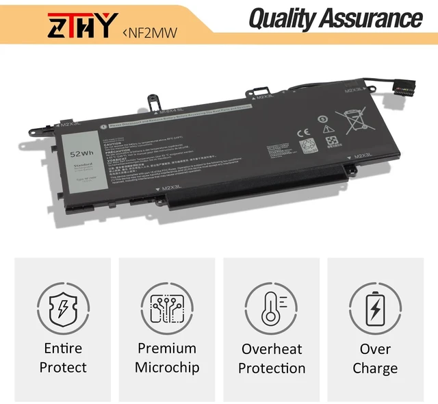 Alt view image 5 of 7 - ZTHY NF2MW Battery Replacement for Dell Latitude 7400 2-in-1 9410 2-in-1 | P110G P110G001 85XM8 8W3YY CHWV6 GJD1V 7146W C76H7 2K0CK Laptop Battery 7.6V 52Wh 6500mAh 4-Cell