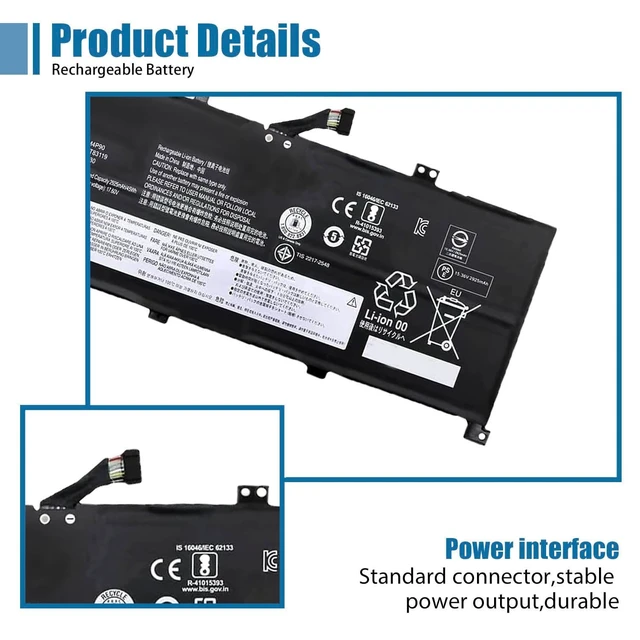 Alt view image 3 of 5 - VANPIR L18M4P90 Laptop Battery Replacement for Lenovo ThinkPad L13 Yoga Series L18C4P90 L18D4P90 02DL031 02DL032 02DL030 SB10T83120 SB10T83119 15.36V 46Wh 3000mAh