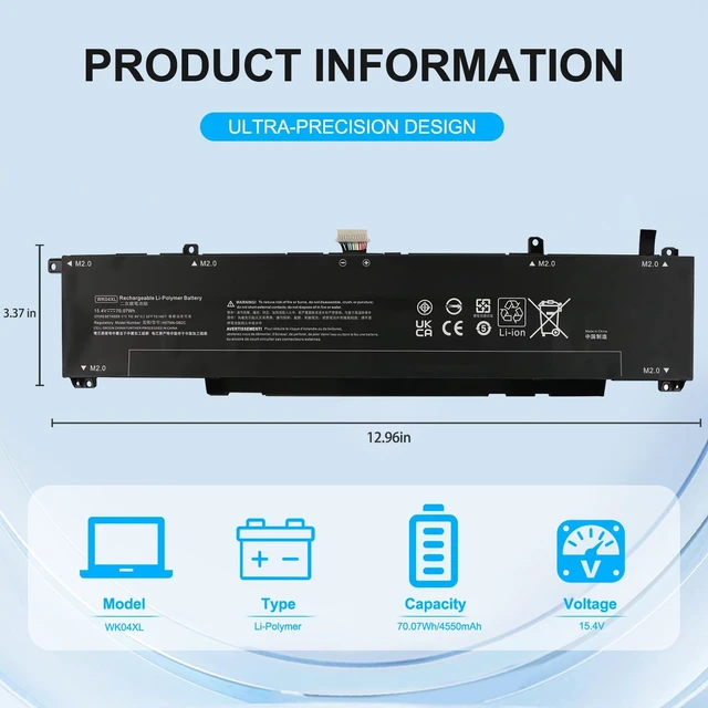 Alt view image 2 of 7 - WK04XL M39179-005 70.07Wh Laptop Battery Replacement for Hp Victus 15-f 16-b 16-c 16-d 16-e 16-s Series Notebook 16-D0013DX 16-D0001UR 16-E0029UR 16-E0194NW HSTNN-OB2C 16-D1113TX M38822-AC1