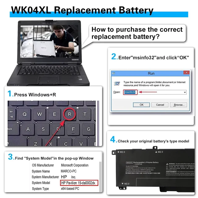 Alt view image 6 of 7 - WK04XL M39179-005 70.07Wh Laptop Battery Replacement for Hp Victus 15-f 16-b 16-c 16-d 16-e 16-s Series Notebook 16-D0013DX 16-D0001UR 16-E0029UR 16-E0194NW HSTNN-OB2C 16-D1113TX M38822-AC1